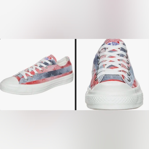 Converse CT OX Red Navy Tennis Shoes Size‎ 5 Patriotic Flag Americana Stars - Picture 1 of 8